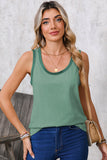 Contrast Trim Crew Neck Tank Top- 2 Colors