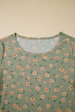 Floral Print Mesh Slim Fit Long Sleeve Blouse- 2 Colors
