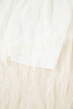 Beige Lace Cascading Tiered High-Waist Maxi Skirt