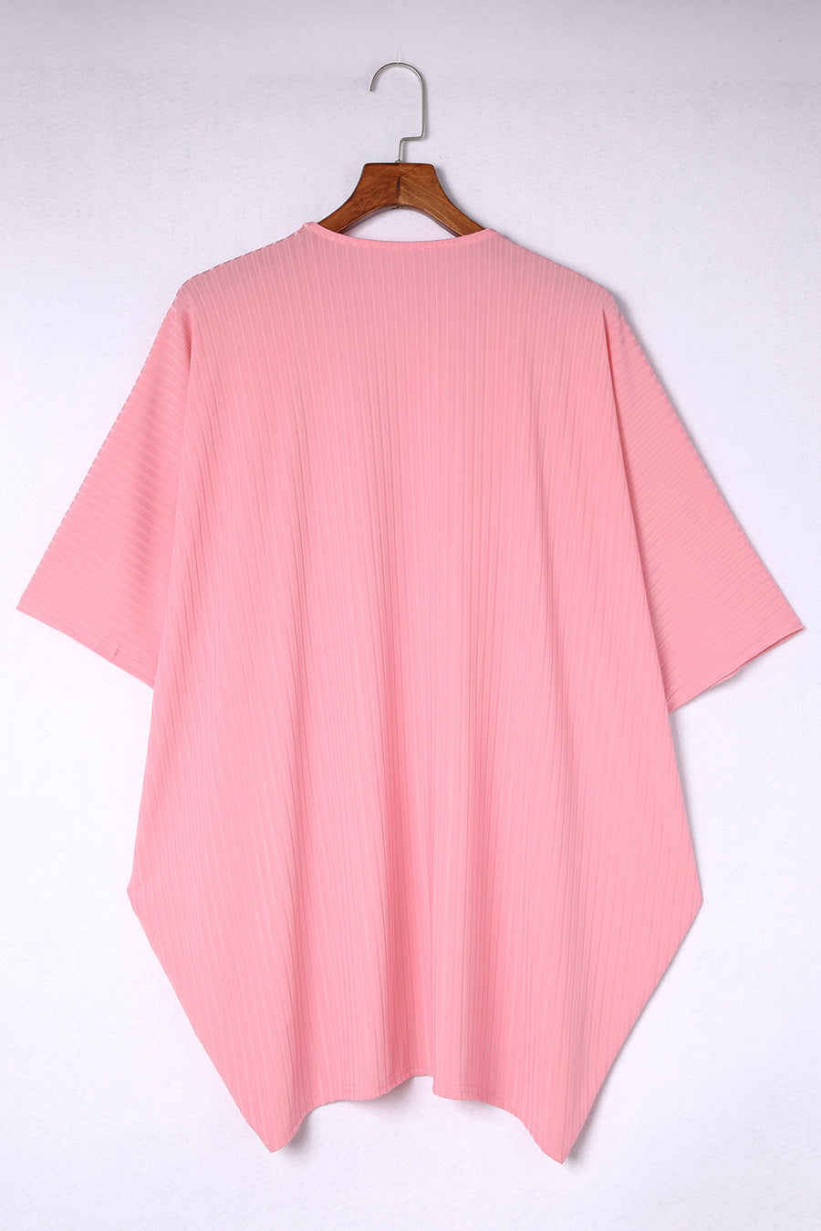 Plus Size Pink Shimmer Ribbed Texture Cardigan