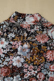 Floral Mock Neck Long Sleeve Mesh Blouse- 2 Colors