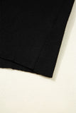 Black Ribbed Knit Cold Shoulder Plain Sweater
