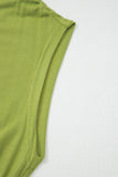 Fern Green Solid V Neck Cap Sleeve Tunic Elastic Waist Versatile Maxi Dress