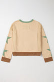Star Patchwork Exposed Seam Oversized Sweatshirt- 3 Colors