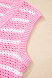 Striped V-Neck Button-Up Knit Vest- 2 Colors