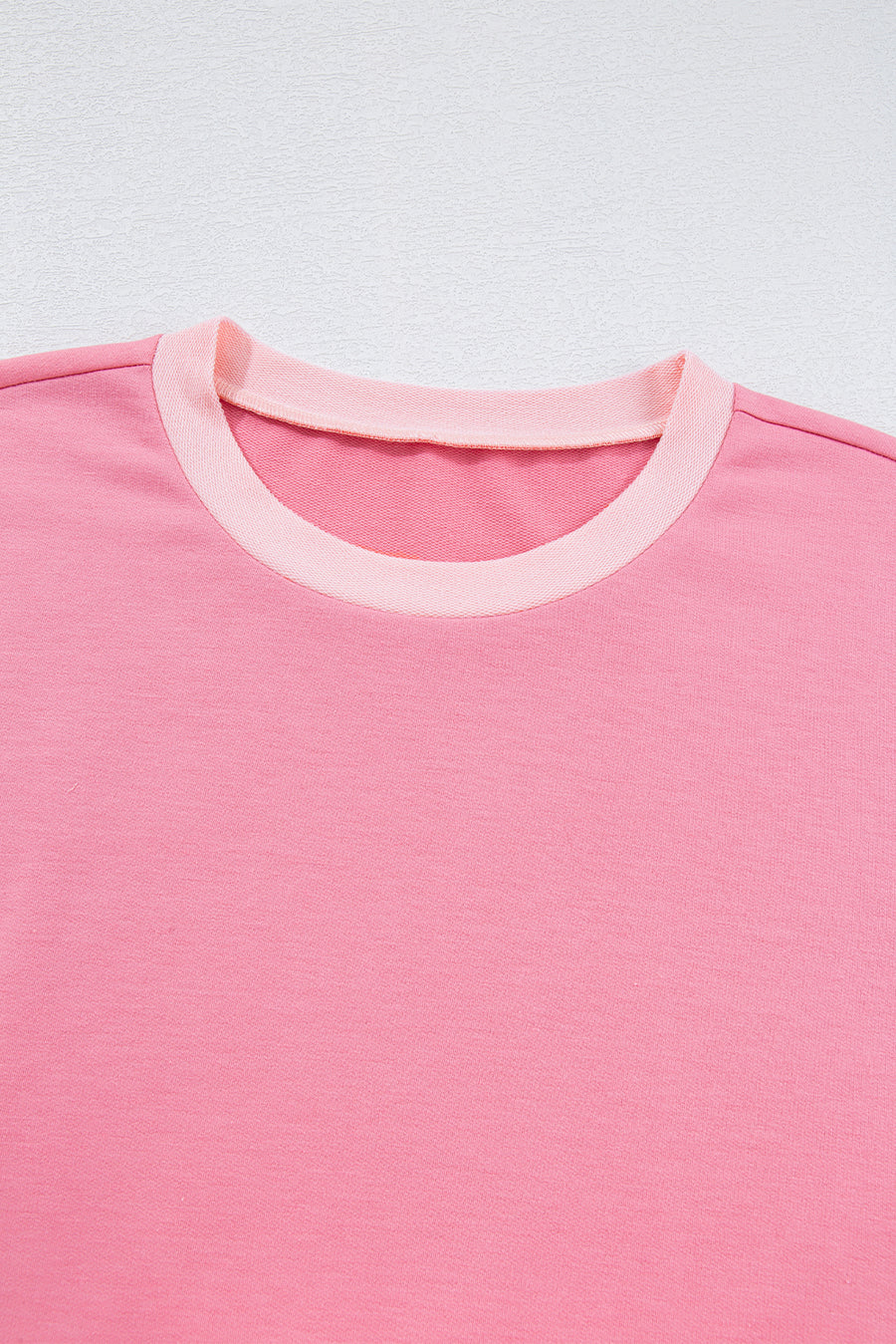 Peach Exposed Seam High-Low Side Slit Short Sleeve T-Shirt