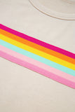 Beige Rainbow Striped T-Shirt and Short Set