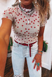All Over Heart Print Mesh Short Sleeve Top- 2 Colors