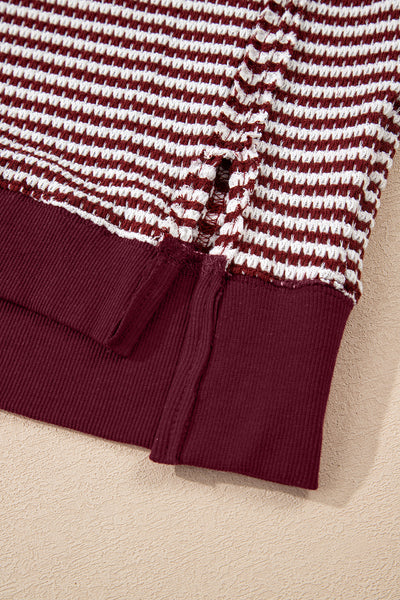 Striped Ribbed Exposed Seam Long Sleeve Oversized Top- 3 Colors