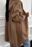 Contrast Cuff Drop Shoulder Zip-Up Tunic Hoodie- 3 Colors