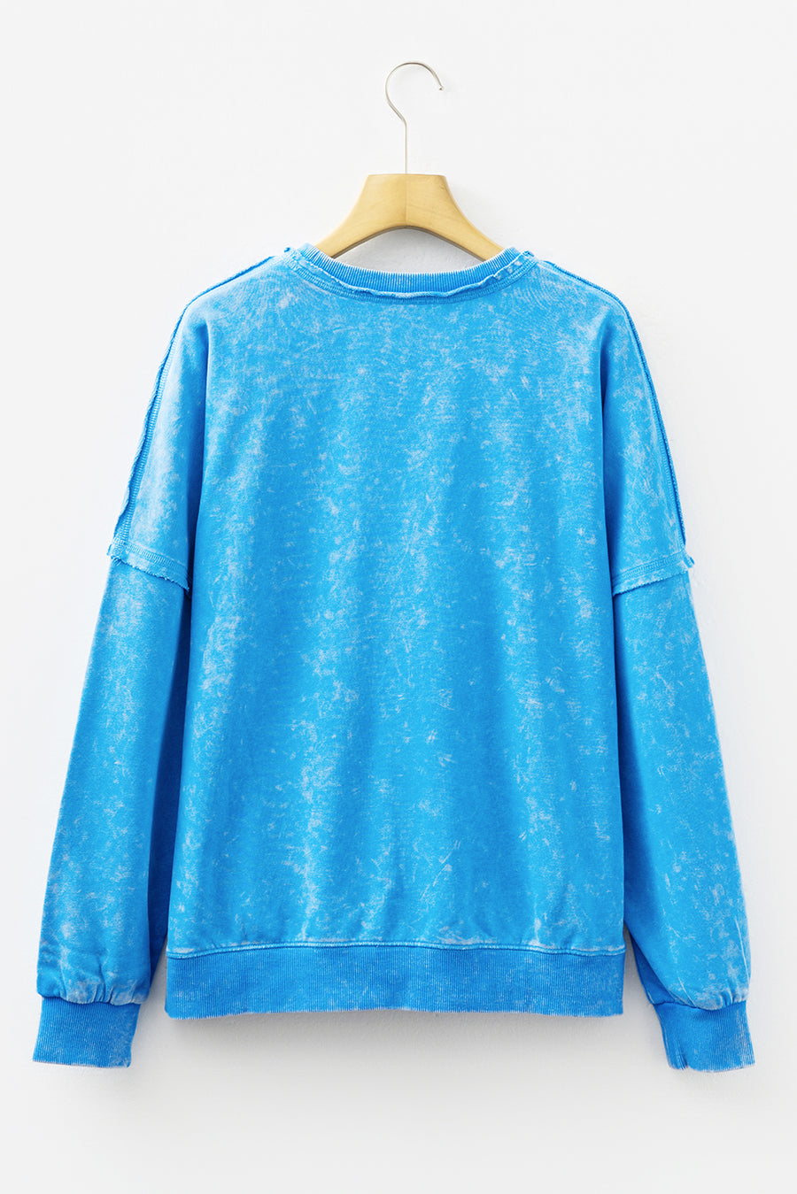 Turquoise Acid Washed Sweatshirt with Pockets