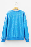 Turquoise Acid Washed Sweatshirt with Pockets