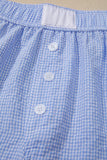 Gingham Button Detail Lace Trim Boxer Shorts- 2 Colors