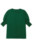 Shirred Cuffs Short Sleeve Blouse- 2 Colors