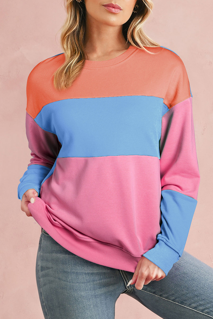Color Block Drop Shoulder Sweatshirt- 4 Colors