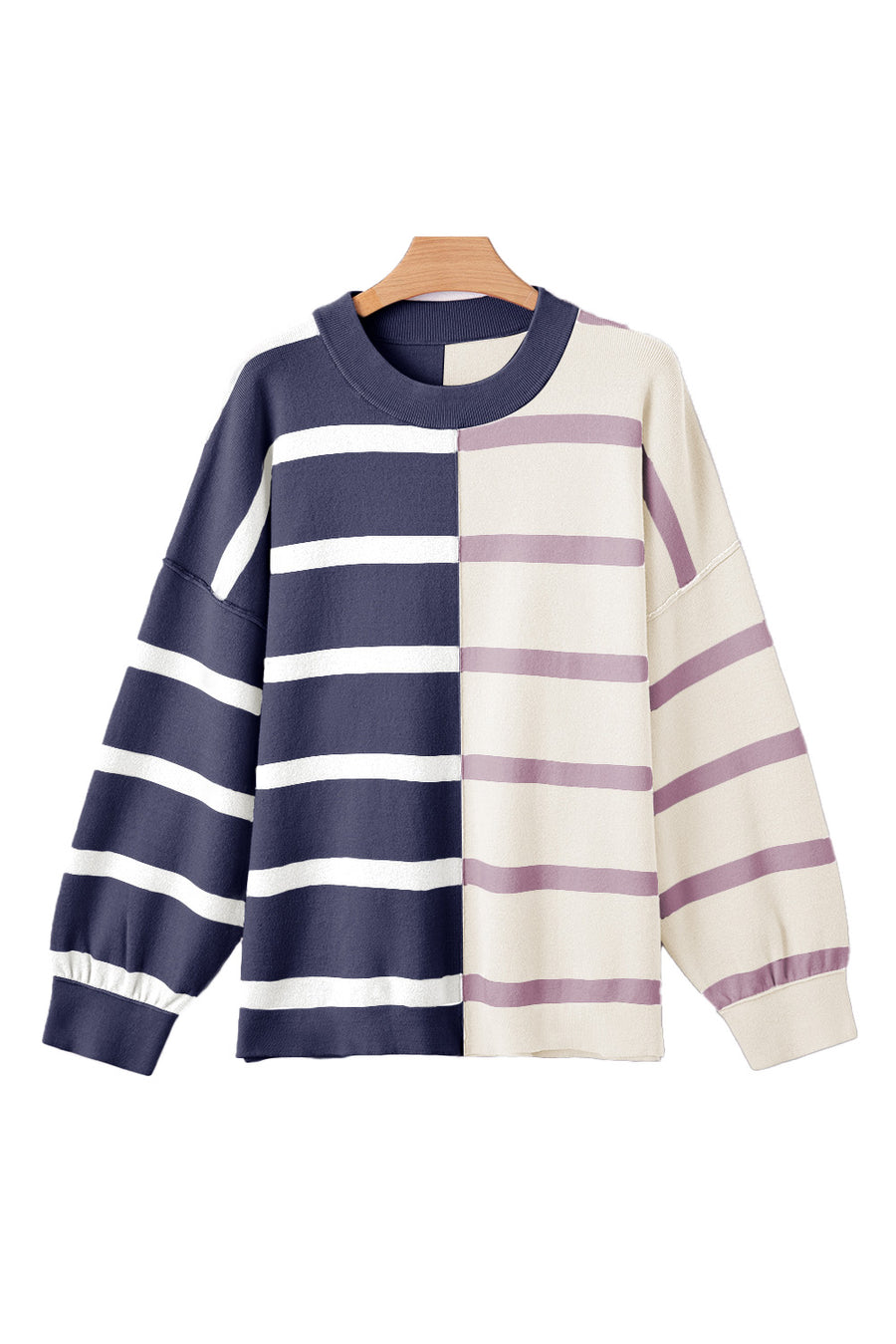 Striped Exposed Seam Patchwork Loose Fit Sweater- 4 Colors