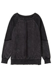 Waffle Knit Patchwork Raglan Sleeve Sweatshirt- 3 Colors