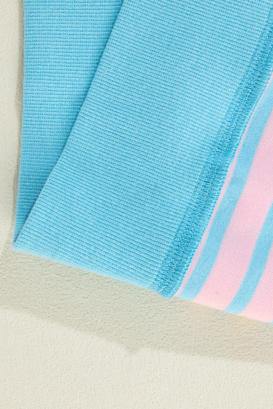 Pink & Turquoise Striped Contrast Trim High-Low Tunic Sweatshirt