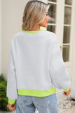 Light Grey Contrast Trim Patchwork Drop Sleeve Loose Sweatshirt