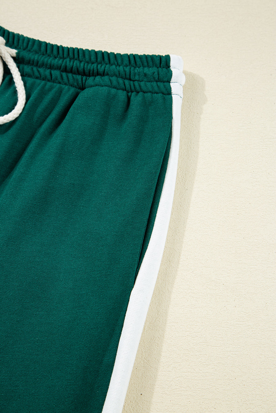 Green Varsity Striped Pullover Top & Loose Drawstring Pants Set