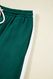 Green Varsity Striped Pullover Top & Loose Drawstring Pants Set