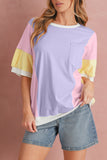 Pastel Color Block Patchwork Oversized T-Shirt