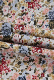 Multicolored Floral Frilled Neck Ruffled Short Sleeve Button-Up Blouse
