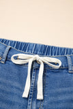 Plus Size Acid Wash Lace-Up Jeans- 4 Colors