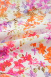 Multicolored Floral Print Notched V-Neck Puff Sleeve Tiered Mini Dress