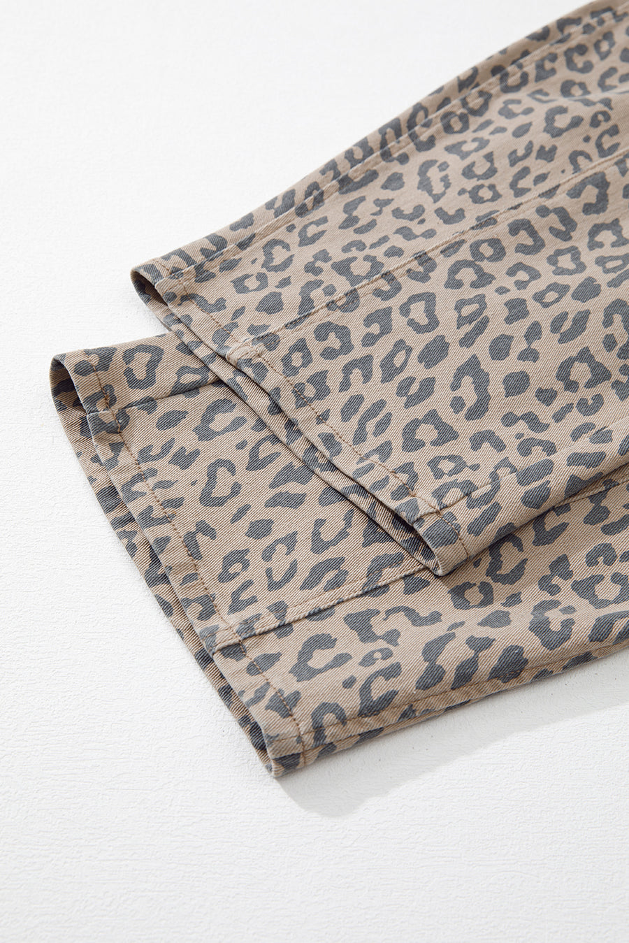 Leopard Print Drawstring Barrel Leg Jeans with Pockets- 2 Colors