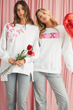 White Chenille Letter Patch Quilted Sweatshirt- 2 Styles
