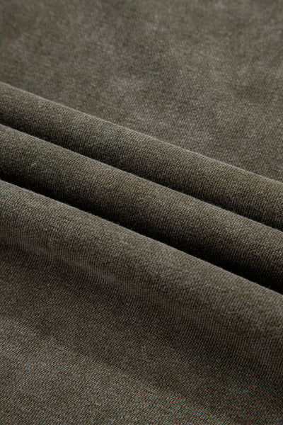 Rose Red Lace Applique Notched Neck Mineral Wash Baggy Sweatshirt