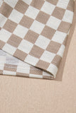 Brown Checkerboard T Shirt and High Waist Skort Set