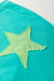 Aruba Blue & Lime Green Frayed Star Patch Oversized T-Shirt