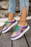 Glitter & Star Patchwork PU Leather Sneakers- 2 Colors