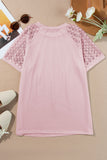 Seamed Detail Contrast Lace Raglan Sleeve T-Shirt- 2 Colors