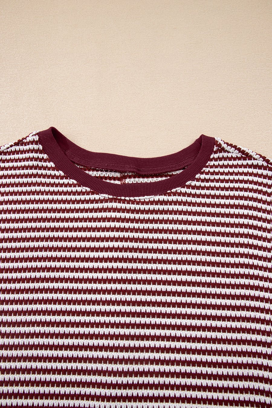 Striped Ribbed Exposed Seam Long Sleeve Oversized Top- 3 Colors