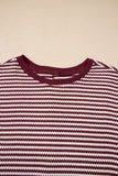 Striped Ribbed Exposed Seam Long Sleeve Oversized Top- 3 Colors