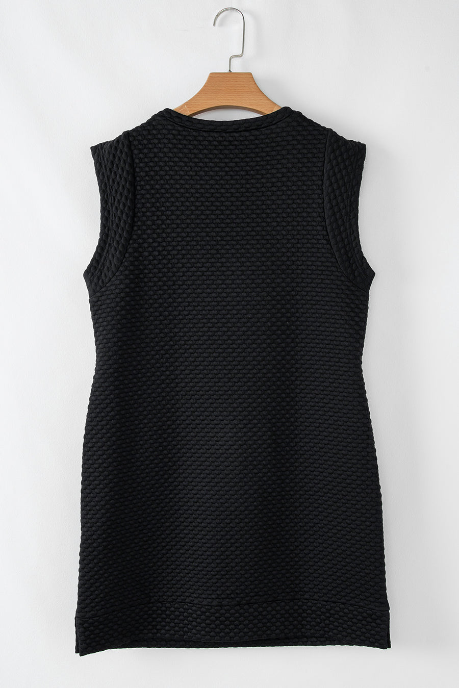 Black Textured Cap Sleeve T Shirt Shift Mini Dress