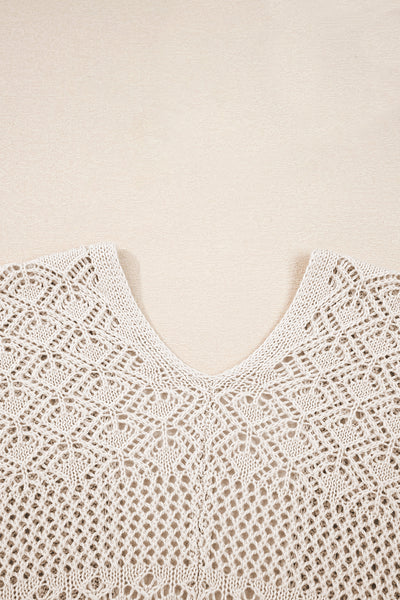 Redwood Burl Mix Pattern Hollow Knit Open Front Cardigan