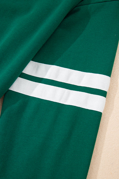 Tillandsia Purple Varsity Stripe Detail Drop Shoulder Pullover Mini Skort Set