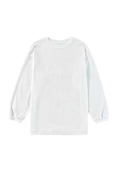 Strawberry Pink Drop Sleeve Crinkle Rib Oversized Sweatshirt