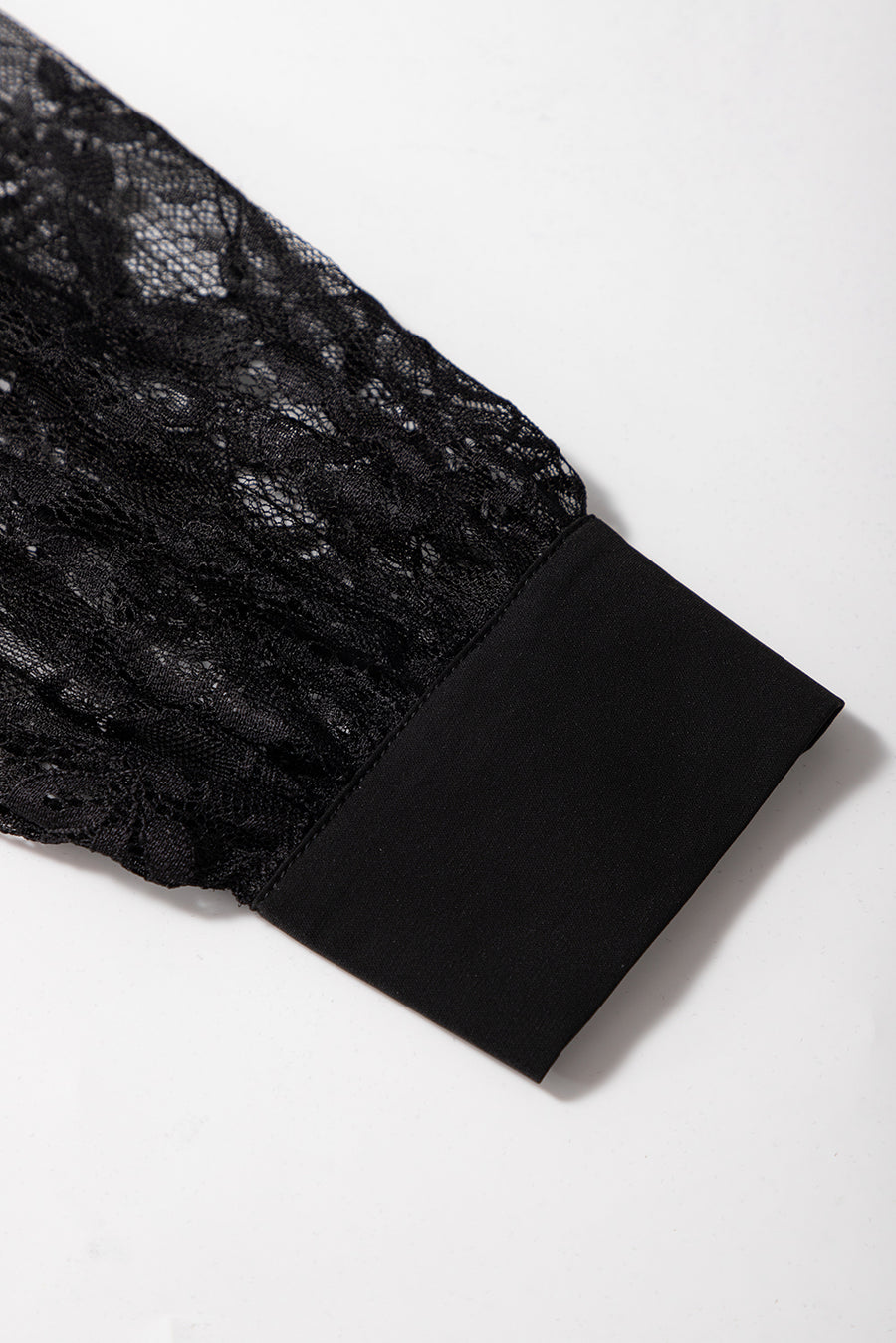 Black Keyhole Lace Splicing Raglan Sleeve Blouse