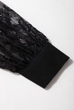 Black Keyhole Lace Splicing Raglan Sleeve Blouse