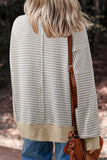 Striped Ribbed Exposed Seam Long Sleeve Oversized Top- 3 Colors
