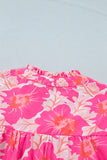 Short Bubble Sleeve Summer Floral Blouse A