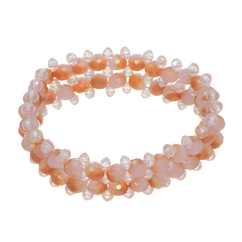 Beaded Stretch Bracelet- Pink & Topaz