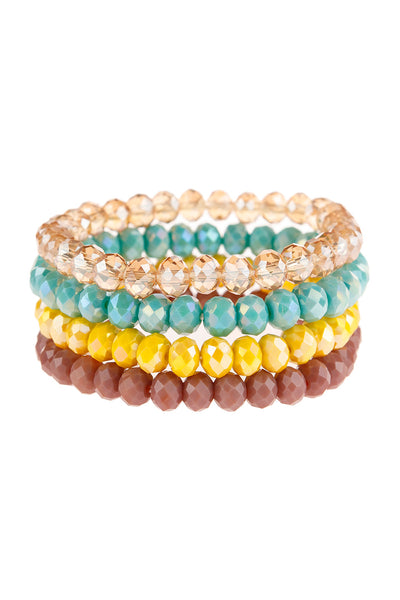 Four-Line Glass Beads Stretch Bracelet