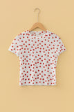 All Over Heart Print Mesh Short Sleeve Top- 2 Colors