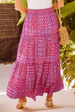 Tiered Paisley Print Maxi Skirt with Pockets